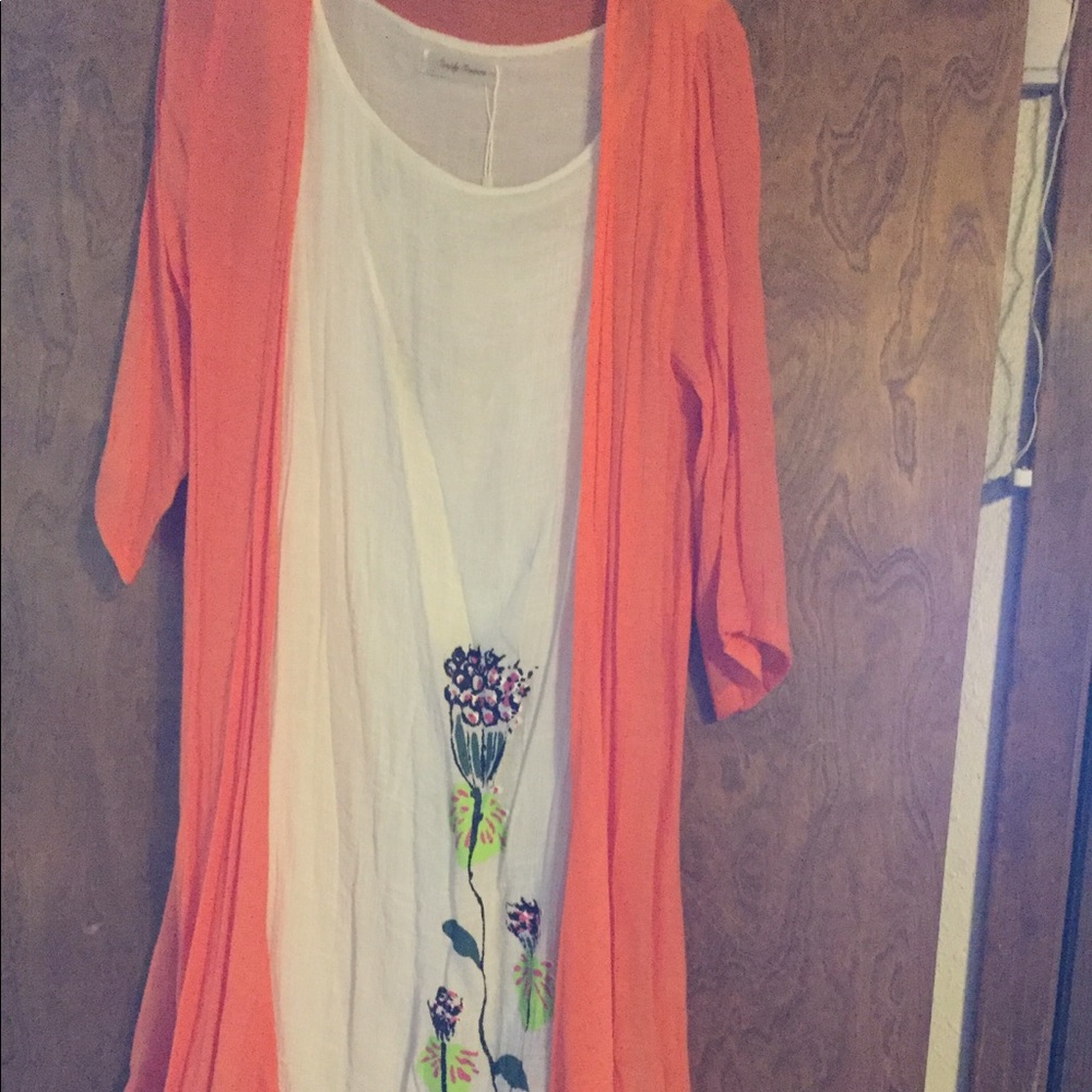 Sleeveless gauze dress and cardigan